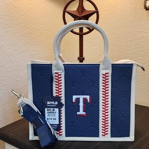 Montana West Blue and White Tote Bag